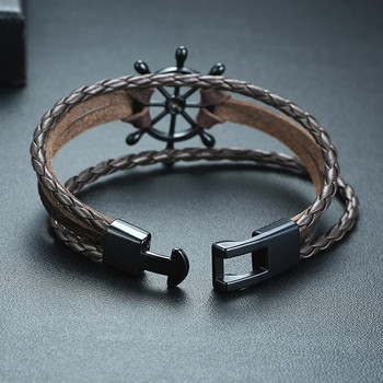 Ships Wheel Jewelry Rudder Δερμάτινο βραχιόλι Ναυτικό βραχιόλι Ναυτικά δώρα για άνδρες Κοσμήματα