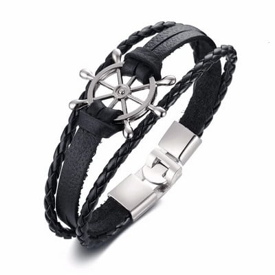 Brodovi Kotač Nakit Kormilo Kožna narukvica Nautička narukvica Nautički darovi za muškarce Nakit