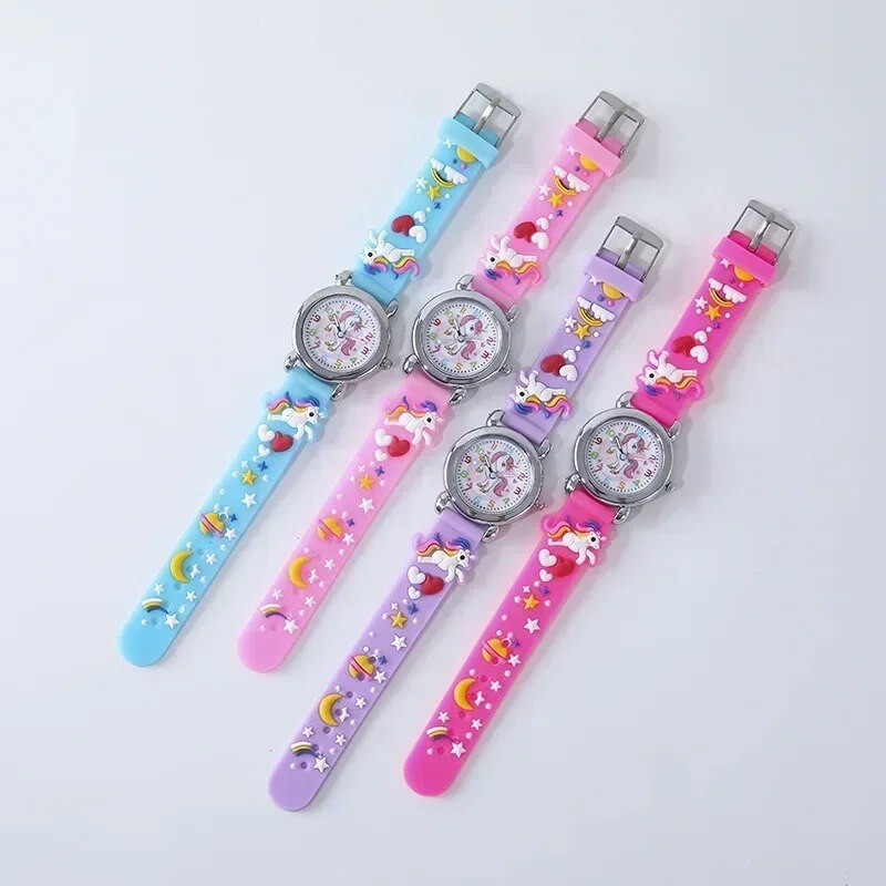 Animacinis filmas Puikus 3D Vienaragis Drugelis Gėlės Gražūs Laikrodžiai Mergaitėms Berniukai Vaikai Vaikai Studentai Vakarėlis Kalėdų Dovanos Laikrodis