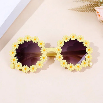 Нови детски сладки слънчеви очила с малки цветя Модни слънчеви очила с кръгли венчелистчета Сладки сладки момчета Момичета Ретро очила UV400 Очила