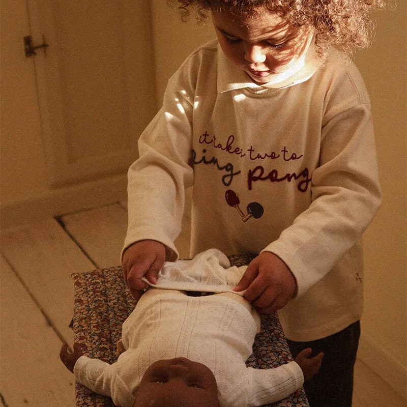 New Ks Bebeluși Băieți Fată Tricou polo Copii Broderie Tricou cu rever Copii Haine cu mânecă lungă pentru copii Tricouri drăguțe cu imprimare