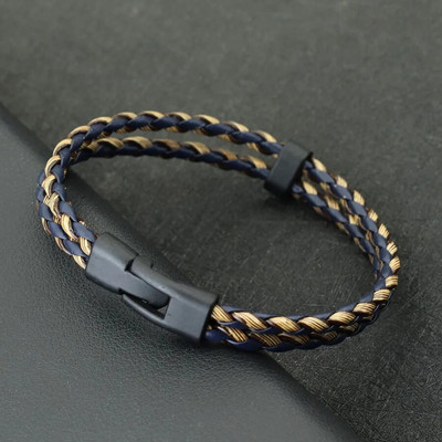 Noter Egyedi férfi karkötő karkötő, kézzel készített szövésű bőr karkötő, kétrétegű borítás karkötő Ajándékok Neki Szabadidő Pulseira Hombre