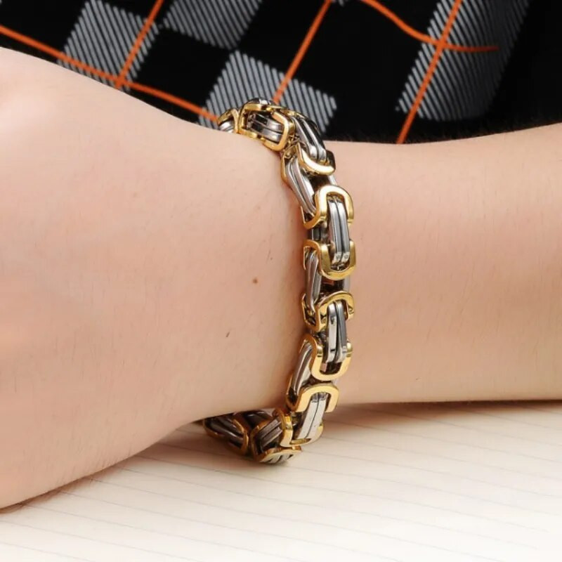 HNSP 8MM ръчна верига от неръждаема стомана за мъже, гривна, мотоциклет, велосипеди, рок, мъжки бижута