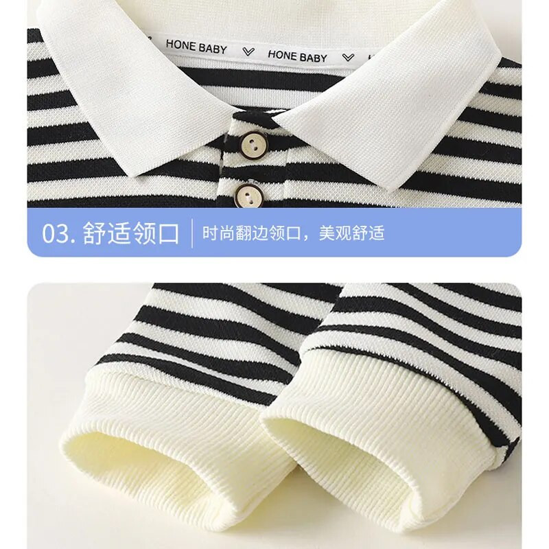 Tricouri polo băieți 2023 toamnă iarnă Topuri pentru copii mâneci lungi tricouri pentru copii cu dungi fete bluză tricouri pentru bebeluși ținute pentru copii mici