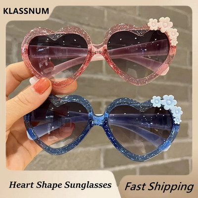 2024 Модни слънчеви очила с форма на сърце за деца Ретро сладък розов анимационен слънчеви очила Рамка за момичета Момчета Бебе Детски очила Очила