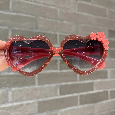 Ochelari de soare în formă de inimă de modă 2024, pentru copii, retro, drăguț, roz, cu desene animate, ochelari de soare, ramă, fete, băieți, copii, ochelari, ochelari de protecție
