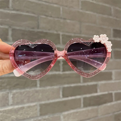 Ochelari de soare în formă de inimă de modă 2024, pentru copii, retro, drăguț, roz, cu desene animate, ochelari de soare, ramă, fete, băieți, copii, ochelari, ochelari de protecție