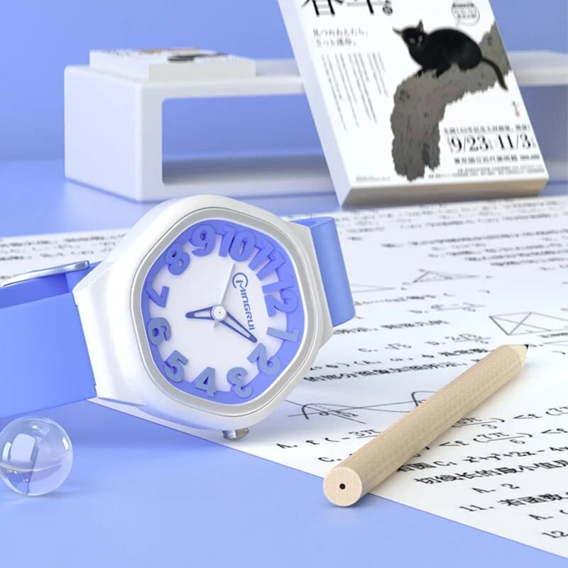 UTHAI C14 Vaikiškas paprastas kvarcinis didelis skaitmeninis laikrodis, vandeniui atsparus vaikiškas mergaičių studentų egzaminas Tylūs laikrodžiai moteriškas madingas rankinis laikrodis