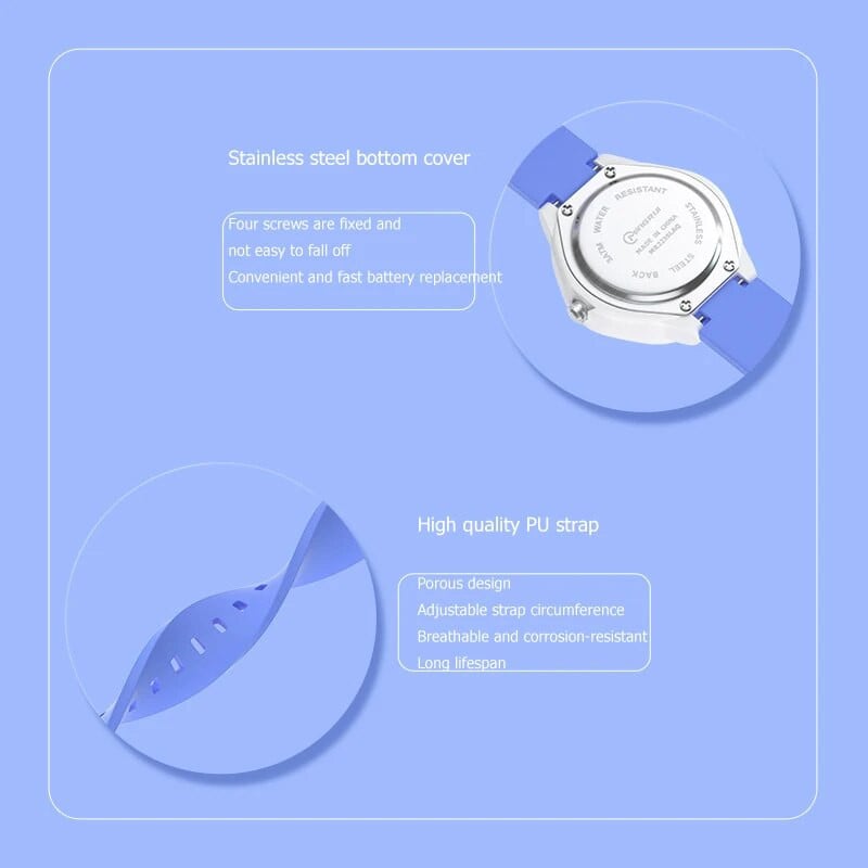 UTHAI C14 Vaikiškas paprastas kvarcinis didelis skaitmeninis laikrodis, vandeniui atsparus vaikiškas mergaičių studentų egzaminas Tylūs laikrodžiai moteriškas madingas rankinis laikrodis