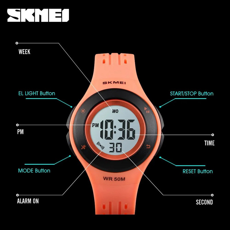 SKMEI 1455 Прекрасен детски часовник LED Sport Reloj Style Детски часовници Boy Girl 5Bar Водоустойчив часовник Цифров часовник montre enfant