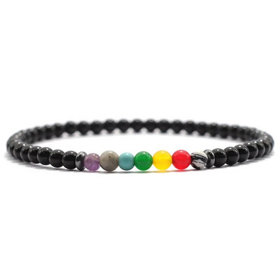 Nova Chakra narukvica za muškarce Narukvica od prirodnog lava oniksa od perli od 4 mm Yoga élastique Narukvica Pulseira Masculina Poklon za njega
