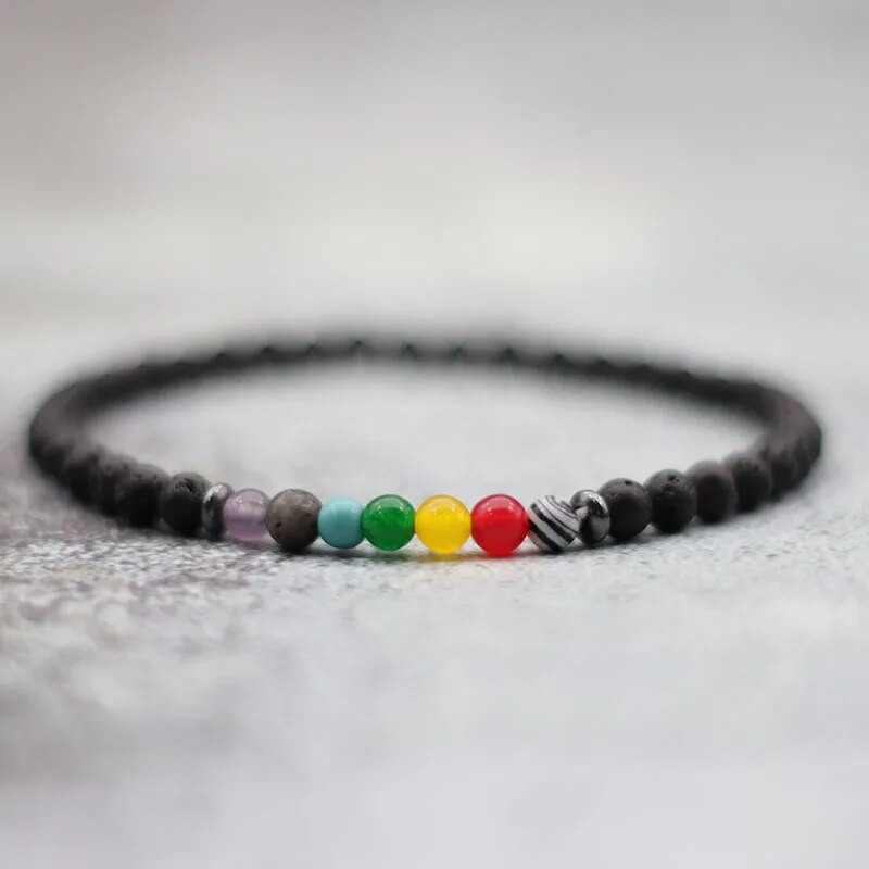 Nova Chakra narukvica za muškarce Narukvica od prirodnog lava oniksa od perli od 4 mm Yoga élastique Narukvica Pulseira Masculina Poklon za njega
