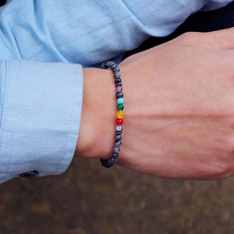 Nova Chakra narukvica za muškarce Narukvica od prirodnog lava oniksa od perli od 4 mm Yoga élastique Narukvica Pulseira Masculina Poklon za njega