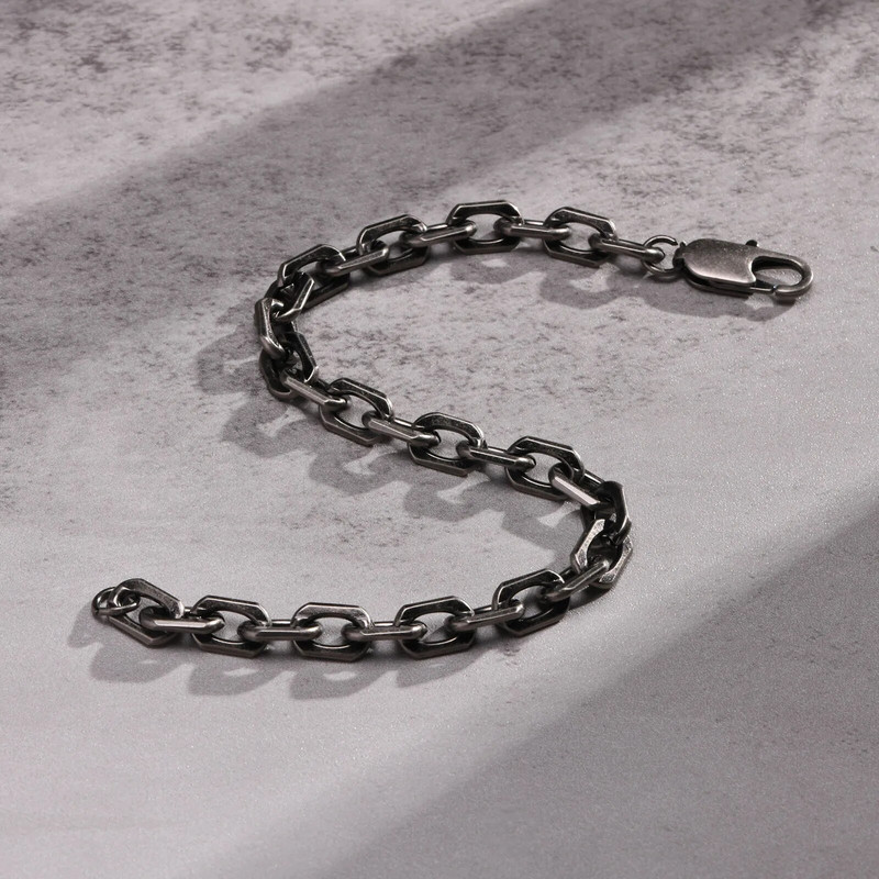 Vnox Bold Rolo lánckarkötők férfiaknak, Vintage rozsdamentes acél karkötő, Punk Rock 6,5 mm-es kábellánc csuklópánt