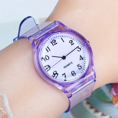 UTHAI CQ25 детски часовник детски кварцов часовник ръчен часовник желе за момиче и момче часовници спорт бебе ученик прозрачна пластмаса