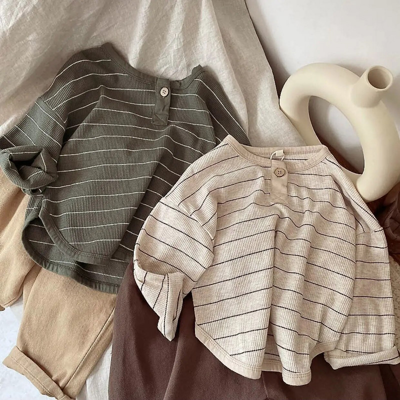 Modni prugasti print Dječja odjeća za bebe Pamučne majice dugih rukava Majice dugih rukava za dječake i djevojčice Jesenska odjeća za bebe