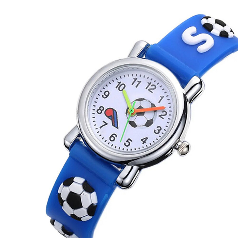 Ceas cu curea de fotbal pentru copii Ceasuri de modă din desene animate pentru băieți Ceas din silicon Jelly Qaurtz Ceas Montre Enfant cadou pentru copil