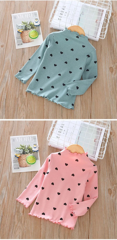 Tricou pentru fete din bumbac, cu mânecă lungă pentru bebeluși, copii, cu gât țesut, cămașă pentru copii, haine pentru copii, topuri pentru fete de primăvară, KF060