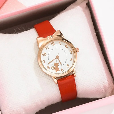 Copii Ceas Copii Cat Ceasuri cu cuarț multicolore Ceasuri pentru fete Ceas cu rozetă din desene animate Ceas de mână Ceasuri colorate pentru femei