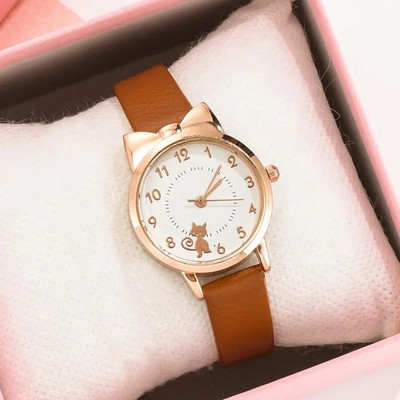 Copii Ceas Copii Cat Ceasuri cu cuarț multicolore Ceasuri pentru fete Ceas cu rozetă din desene animate Ceas de mână Ceasuri colorate pentru femei