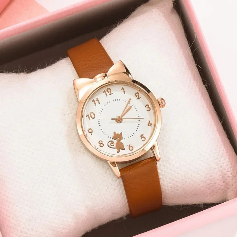 Copii Ceas Copii Cat Ceasuri cu cuarț multicolore Ceasuri pentru fete Ceas cu rozetă din desene animate Ceas de mână Ceasuri colorate pentru femei