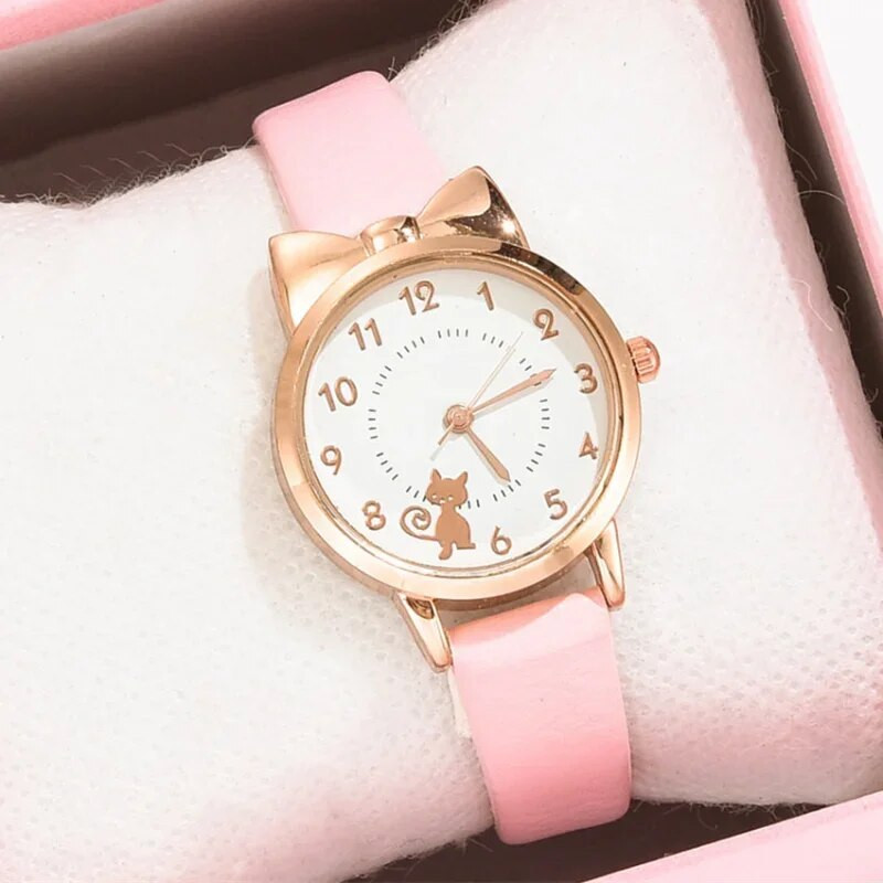 Copii Ceas Copii Cat Ceasuri cu cuarț multicolore Ceasuri pentru fete Ceas cu rozetă din desene animate Ceas de mână Ceasuri colorate pentru femei