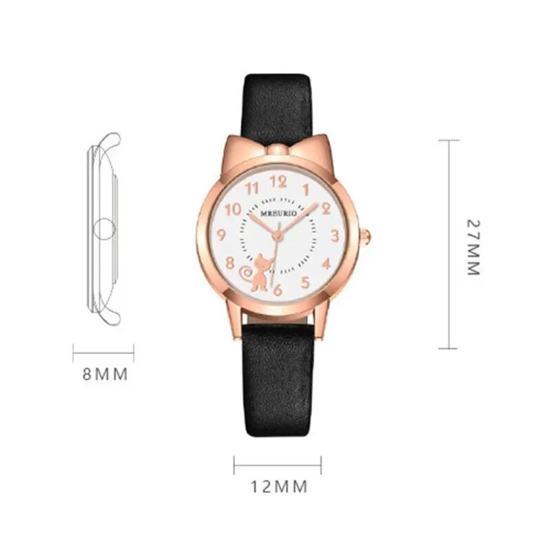 Copii Ceas Copii Cat Ceasuri cu cuarț multicolore Ceasuri pentru fete Ceas cu rozetă din desene animate Ceas de mână Ceasuri colorate pentru femei