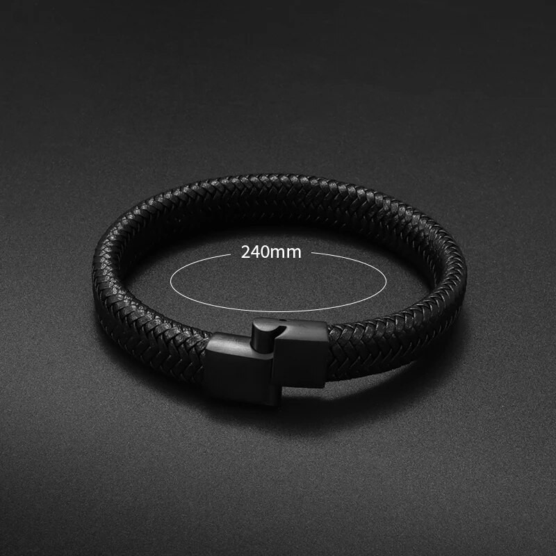 Klasszikus, kézzel fonott, egyrétegű bőr karkötő fém mágneses csattal férfiaknak Personality Charm Party Ékszer Ajándékok
