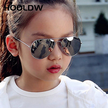 HOOLDW Класически детски слънчеви очила Piolt Style Момчета Момичета Слънчеви очила Марков дизайн Метална рамка Цветни огледални детски очила UV400