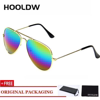 HOOLDW Classic Kids Päikeseprillid Piolt Style Poiste Tüdrukute Päikeseprillid Brändi Disain Metallraam Värviline Peegel Lasteprillid UV400