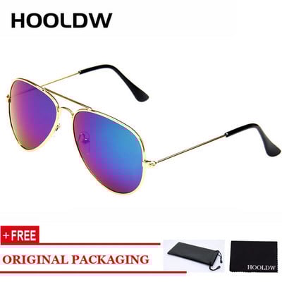 HOOLDW Classic Kids Päikeseprillid Piolt Style Poiste Tüdrukute Päikeseprillid Brändi Disain Metallraam Värviline Peegel Lasteprillid UV400