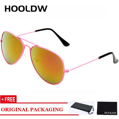 HOOLDW Classic Kids Päikeseprillid Piolt Style Poiste Tüdrukute Päikeseprillid Brändi Disain Metallraam Värviline Peegel Lasteprillid UV400