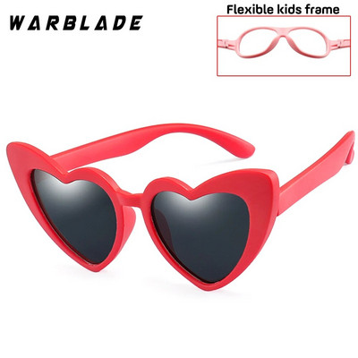 WarBLade Ochelari de soare polarizați drăguți pentru copii, în formă de inimă, băieți, fete, copii, ochelari de soare UV400 pentru bebeluși, cu cadru de siguranță din silicon