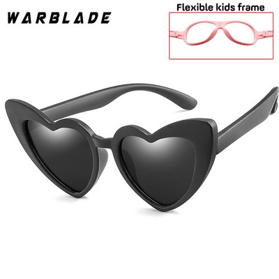 WarBLade Ochelari de soare polarizați drăguți pentru copii, în formă de inimă, băieți, fete, copii, ochelari de soare UV400 pentru bebeluși, cu cadru de siguranță din silicon