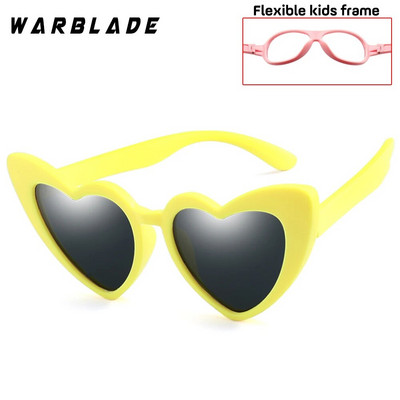 WarBLade Ochelari de soare polarizați drăguți pentru copii, în formă de inimă, băieți, fete, copii, ochelari de soare UV400 pentru bebeluși, cu cadru de siguranță din silicon