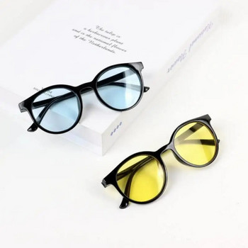 Детски слънчеви очила с кръгла рамка Прости персонализирани очила, устойчиви на ултравиолетови лъчи, корейски стил Улични снимки Мъже Момичета Очила