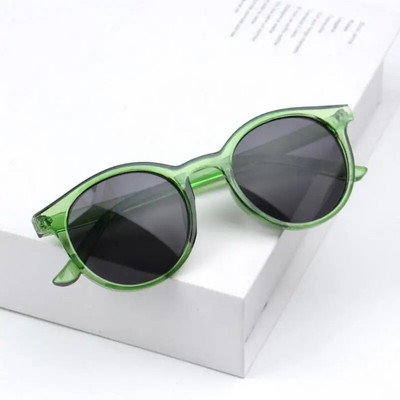 Ochelari de soare cu ramă rotundă pentru copii Ochelari de vedere simpli, personalizați, rezistenți la UV, în stil coreean, fotografii de stradă, bărbați, fete, ochelari