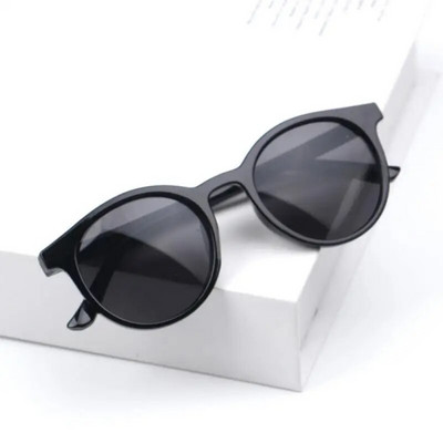 Ochelari de soare cu ramă rotundă pentru copii Ochelari de vedere simpli, personalizați, rezistenți la UV, în stil coreean, fotografii de stradă, bărbați, fete, ochelari