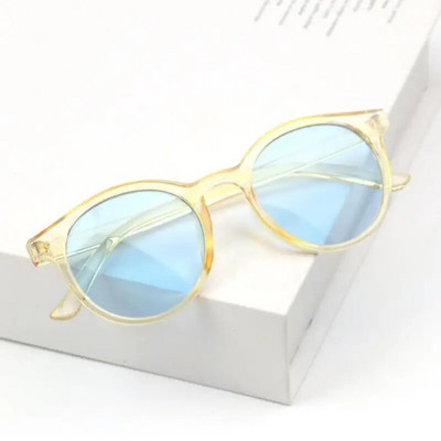 Ochelari de soare cu ramă rotundă pentru copii Ochelari de vedere simpli, personalizați, rezistenți la UV, în stil coreean, fotografii de stradă, bărbați, fete, ochelari