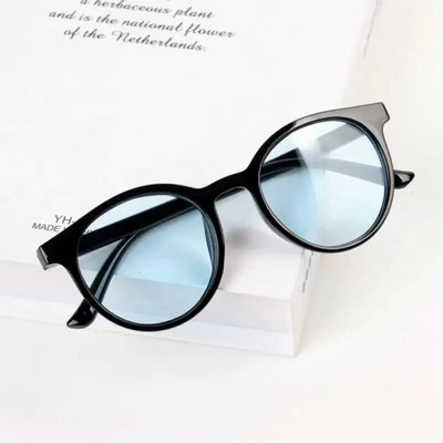 Ochelari de soare cu ramă rotundă pentru copii Ochelari de vedere simpli, personalizați, rezistenți la UV, în stil coreean, fotografii de stradă, bărbați, fete, ochelari