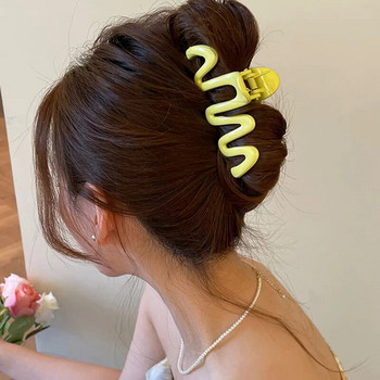 Нова цветна желеобразна вълна щипка за коса Големи акрилни фиби Корейски сладки обикновени неправилни щипки за коса Дамски шапки с конска опашка