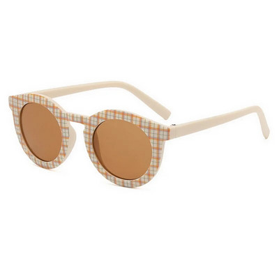 Copii Drăguț Bebeluși Fetițe în aer liber Lattice Classic Checker Panel Rotunzi Uv400 Ochelari de soare Ochelari de soare Ochelari de soare Ochelari de soare pentru copii