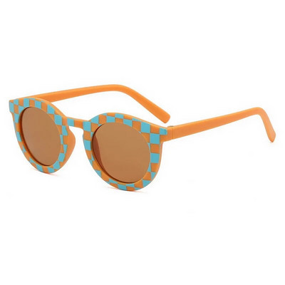 Copii Drăguț Bebeluși Fetițe în aer liber Lattice Classic Checker Panel Rotunzi Uv400 Ochelari de soare Ochelari de soare Ochelari de soare Ochelari de soare pentru copii