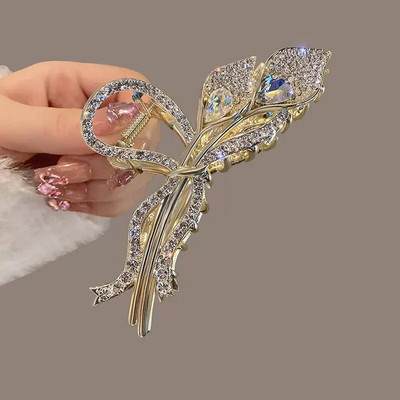 Nova kopča za kosu s kristalima od crnog lišća i vještačkim kamenčićima Morning Glory kopča za kosu Izuzetno elegantna ženska kopča za kosu Dodaci za kosu