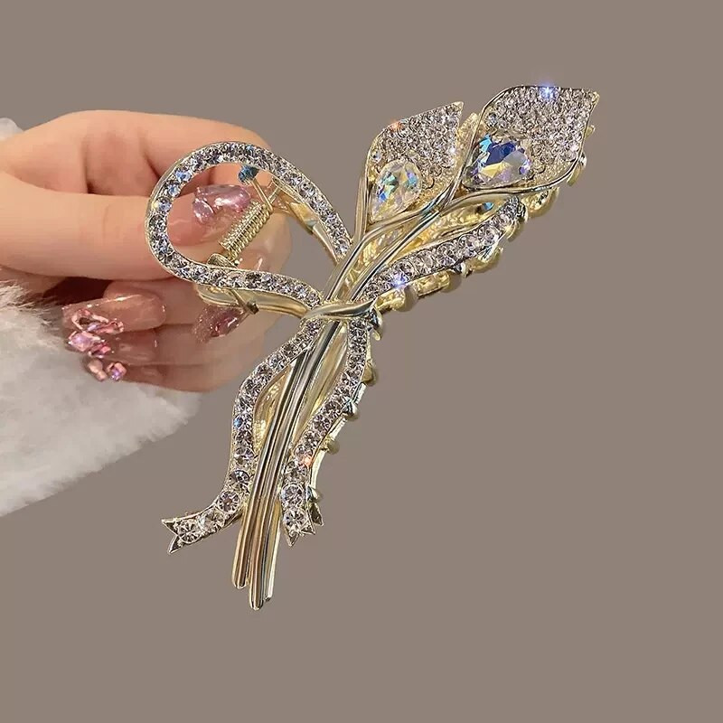 Nova kopča za kosu s kristalima od crnog lišća i vještačkim kamenčićima Morning Glory kopča za kosu Izuzetno elegantna ženska kopča za kosu Dodaci za kosu