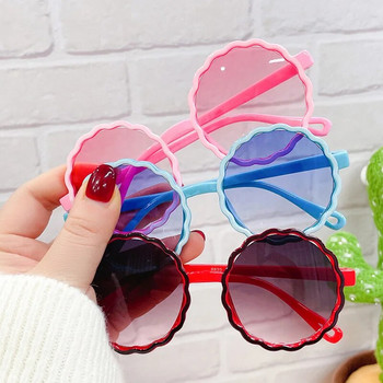 iboode ретро кръгла рамка вълна детски слънчеви очила модни контрастен цвят форма на цвете момчета момичета външни засенчващи слънчеви очила