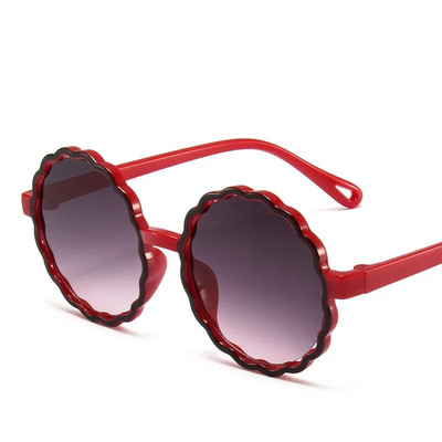 iboode Ochelari de soare pentru copii retro cu cadru rotund Wave, culoare contrastantă, în formă de floare, băieți, fete, ochelari de soare cu umbrire în aer liber