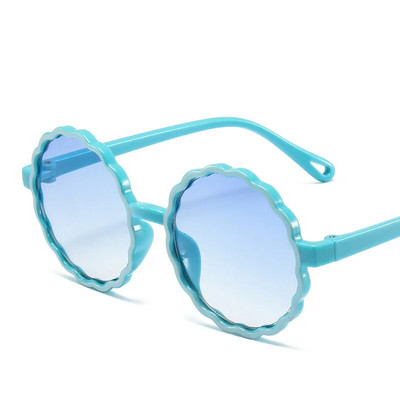 iboode Ochelari de soare pentru copii retro cu cadru rotund Wave, culoare contrastantă, în formă de floare, băieți, fete, ochelari de soare cu umbrire în aer liber