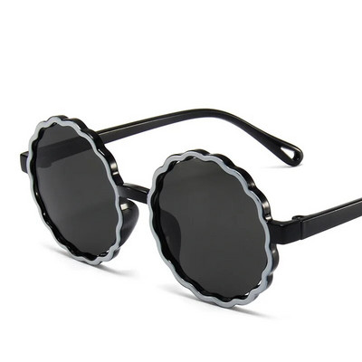 iboode Ochelari de soare pentru copii retro cu cadru rotund Wave, culoare contrastantă, în formă de floare, băieți, fete, ochelari de soare cu umbrire în aer liber