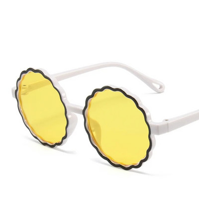 iboode Ochelari de soare pentru copii retro cu cadru rotund Wave, culoare contrastantă, în formă de floare, băieți, fete, ochelari de soare cu umbrire în aer liber